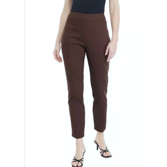 Lauren Ralph Lauren Women Side Zip Slim Pant Mid Rise Flat Front Stretch Brown 6 - Picture 1 of 11